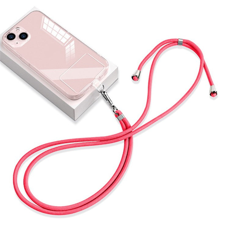 6mm Nylon Phone Lanyard Universal Adjustable Neck Straps with Pad - Fluorescent Rose