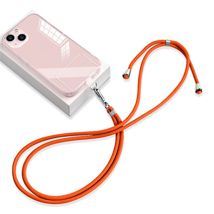 Phone Lanyard 6mm Nylon Neck Hanging Adjustable Shoulder Strap with Pad - Fluorescent Orange