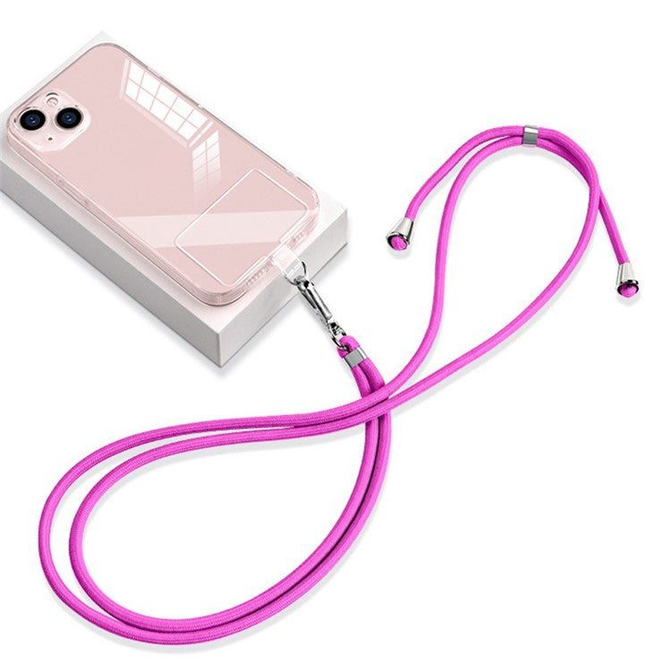 Phone Lanyard 6mm Nylon Neck Hanging Adjustable Shoulder Strap with Pad - Rose Purple