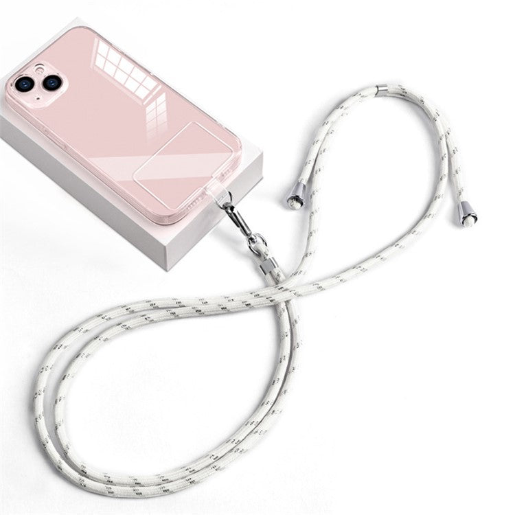 Phone Lanyard 6mm Nylon Neck Hanging Adjustable Shoulder Strap with Pad - White Silver