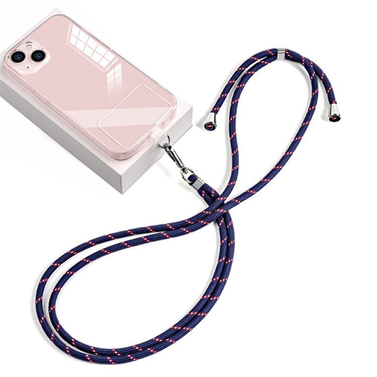 Phone Lanyard 6mm Nylon Neck Hanging Adjustable Shoulder Strap with Pad - Navy Blue / Twill Texture