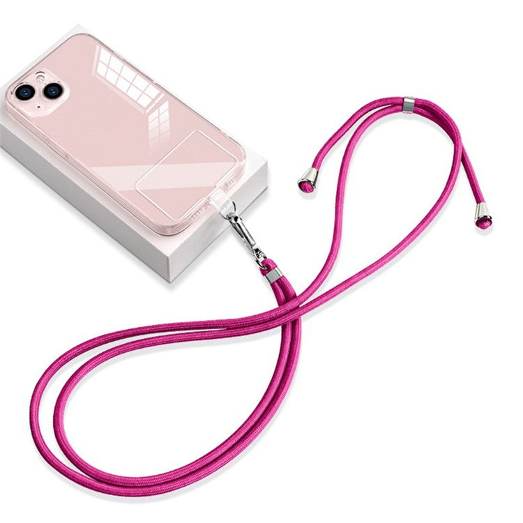 Phone Lanyard 6mm Nylon Neck Hanging Adjustable Shoulder Strap with Pad - Rose Color