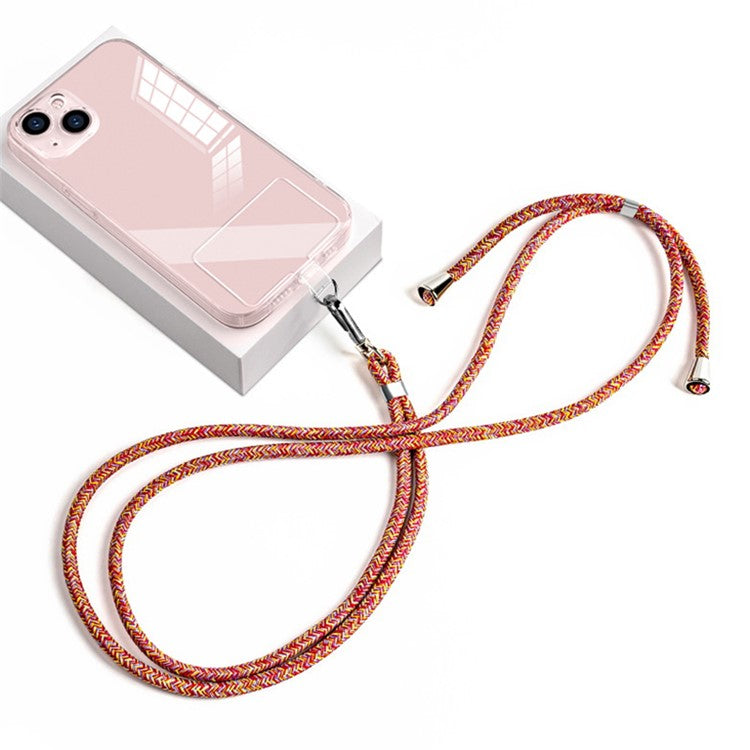 6mm Nylon Phone Strap Neck Crossbody Cell Phone Lanyard with Pad - Red Rainbow