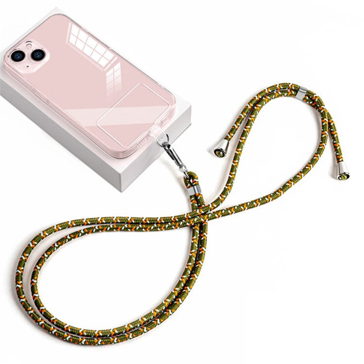 6mm Nylon Phone Strap Neck Crossbody Cell Phone Lanyard with Pad - Green White Orange