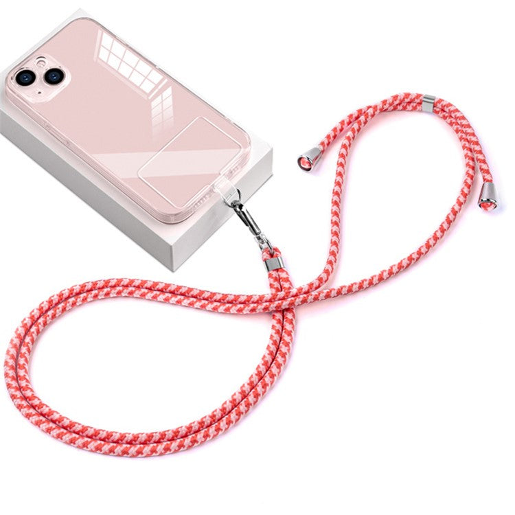 6mm Nylon Phone Strap Neck Crossbody Cell Phone Lanyard with Pad - Red Pink