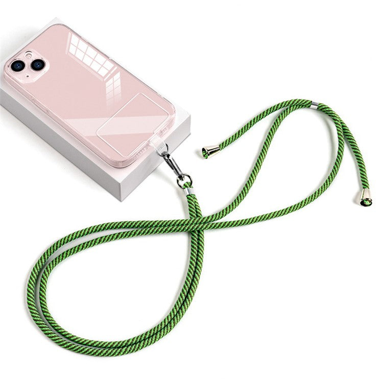 6mm Nylon Phone Strap Neck Crossbody Cell Phone Lanyard with Pad - Green Grey / Twill Texture