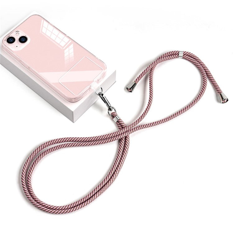 6mm Nylon Phone Strap Neck Crossbody Cell Phone Lanyard with Pad - Pink Grey / Twill Texture