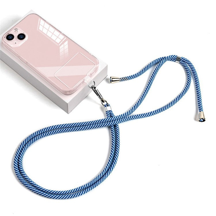 6mm Nylon Phone Strap Neck Crossbody Cell Phone Lanyard with Pad - Blue White