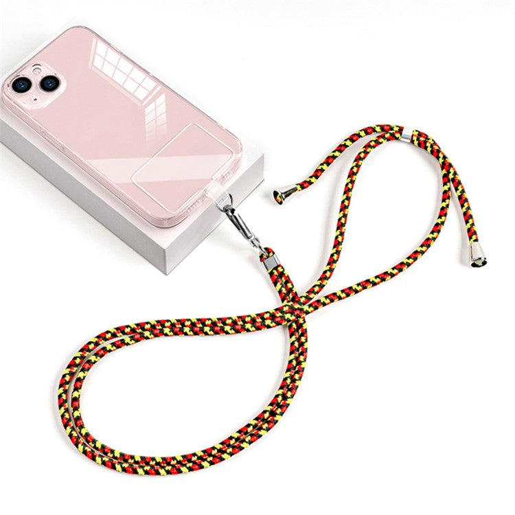 6mm Nylon Phone Strap Neck Crossbody Cell Phone Lanyard with Pad - Red Yellow Black / Mesh Pattern