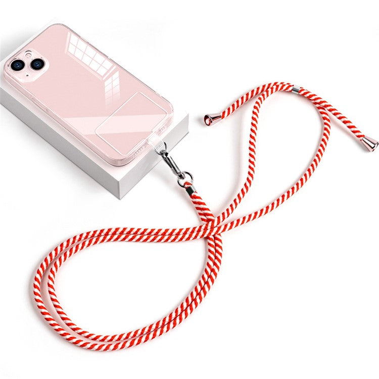 6mm Nylon Phone Strap Neck Crossbody Cell Phone Lanyard with Pad - Red White