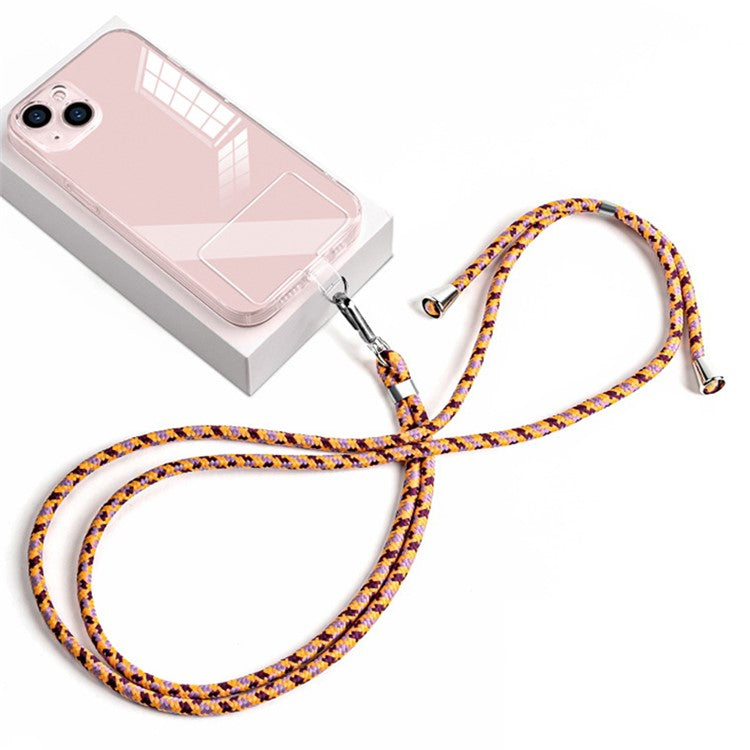 6mm Nylon Phone Strap Neck Crossbody Cell Phone Lanyard with Pad - Orange Purple