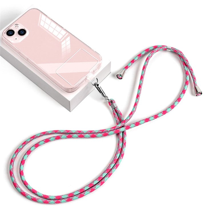 6mm Nylon Phone Strap Neck Crossbody Cell Phone Lanyard with Pad - Blue Rose Houndstooth