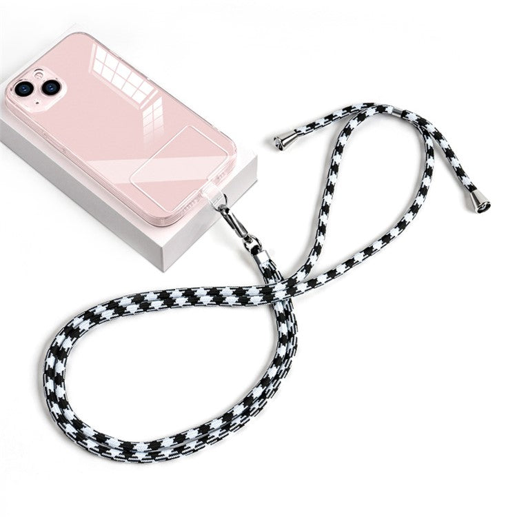 6mm Nylon Phone Strap Neck Crossbody Cell Phone Lanyard with Pad - Black+White Houndstooth