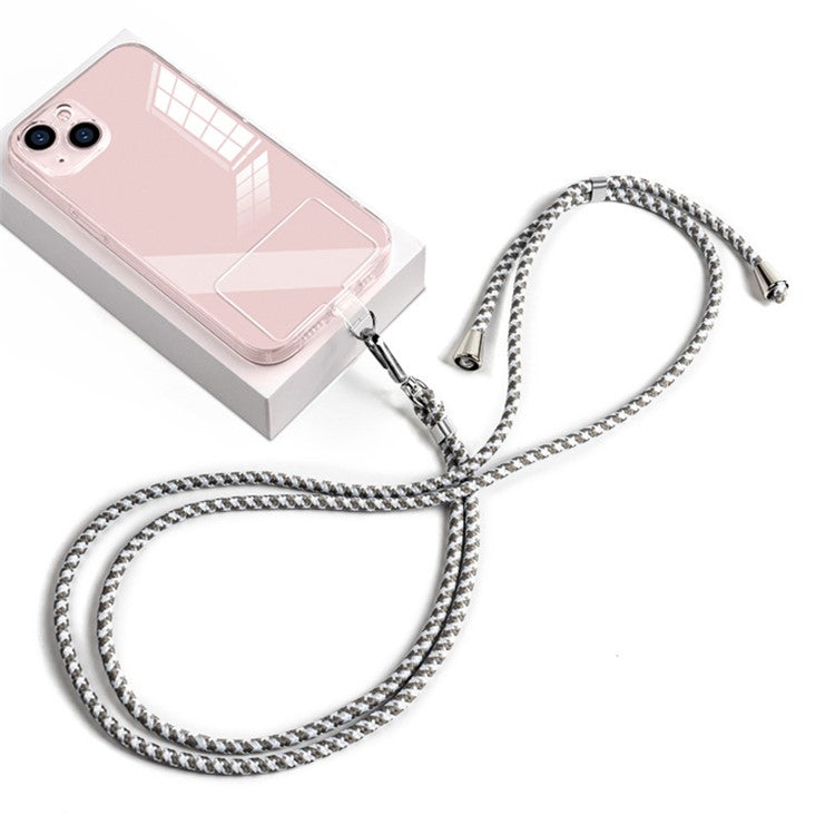 6mm Nylon Phone Strap Neck Crossbody Cell Phone Lanyard with Pad - White Grey