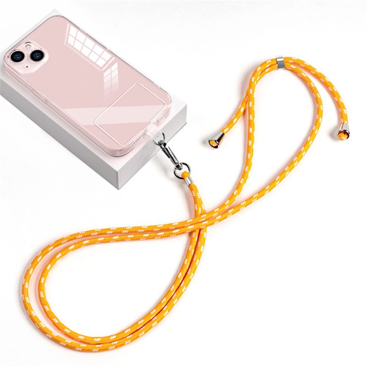 6mm Nylon Phone Strap Neck Crossbody Cell Phone Lanyard with Pad - Orange Beige