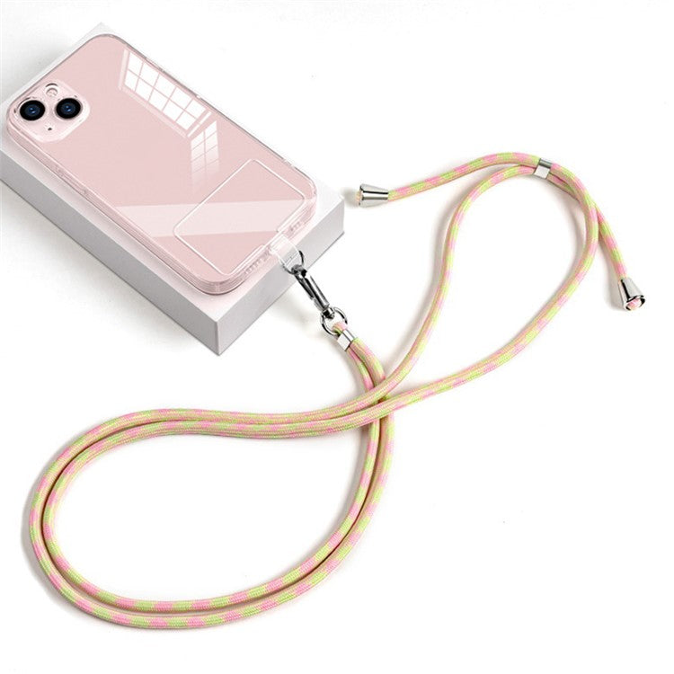 6mm Nylon Phone Strap Neck Crossbody Cell Phone Lanyard with Pad - Light Green Pink