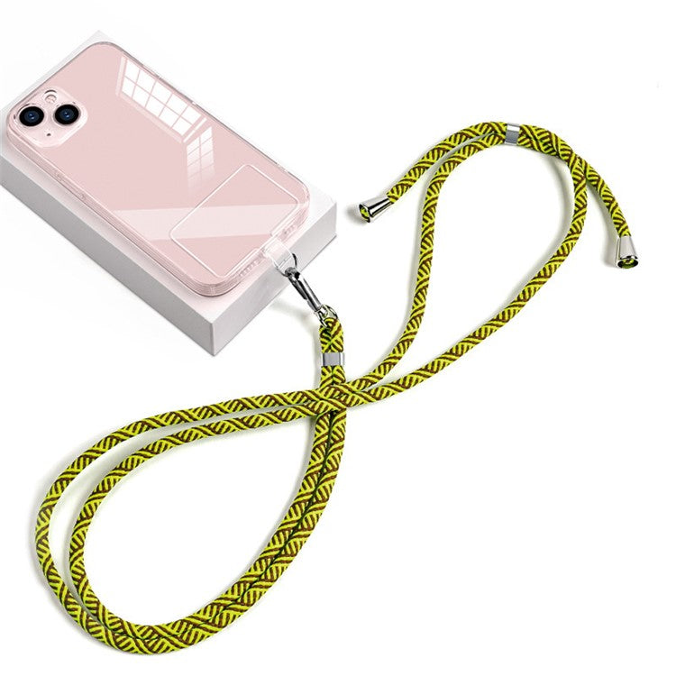 Phone Lanyard Crossbody 6mm Thick Nylon Rope Strap Length Adjustable with Pad - Coffee Yellow Green / Y Pattern