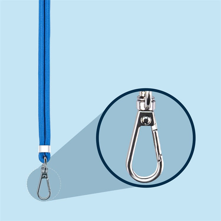 Phone Lanyard Crossbody 6mm Thick Nylon Rope Strap Length Adjustable with Pad - Sky Blue Gold