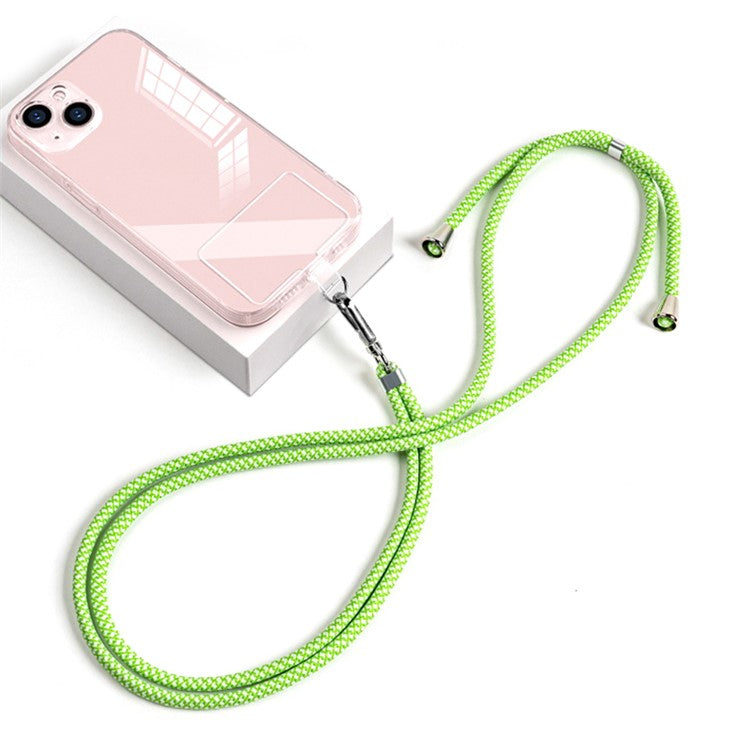 Phone Lanyard Crossbody 6mm Thick Nylon Rope Strap Length Adjustable with Pad - Grass White / Mesh Pattern