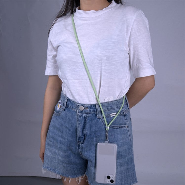 Phone Lanyard Crossbody 6mm Thick Nylon Rope Strap Length Adjustable with Pad - Grass White / Mesh Pattern