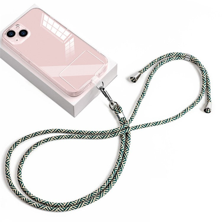 Phone Lanyard Crossbody 6mm Thick Nylon Rope Strap Length Adjustable with Pad - Green Khaki / Y Pattern