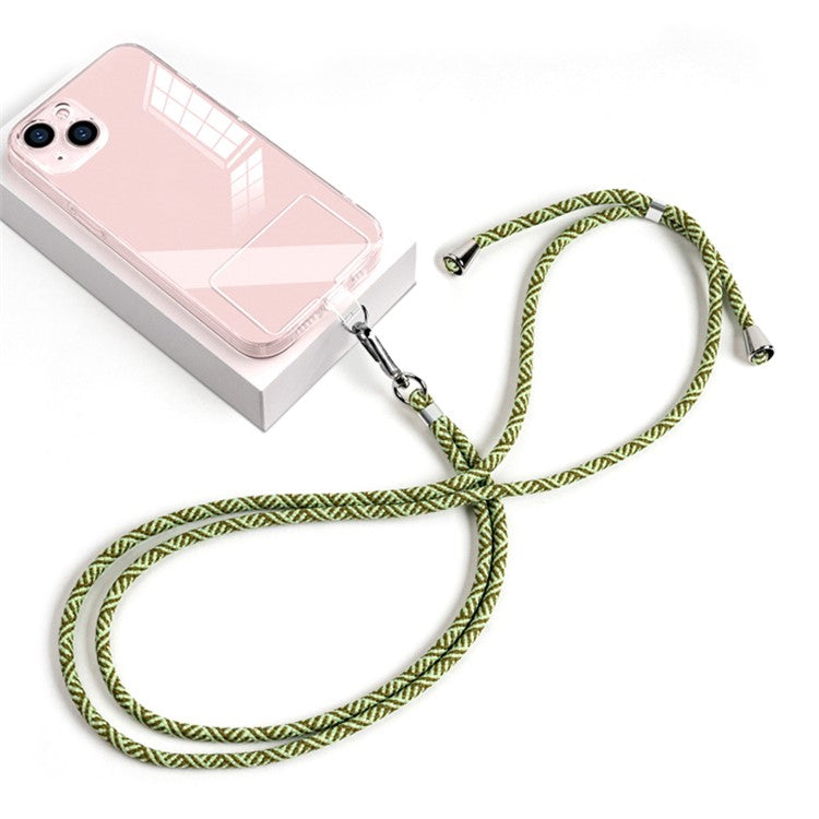 Phone Lanyard Crossbody 6mm Thick Nylon Rope Strap Length Adjustable with Pad - Army Green / Y Pattern