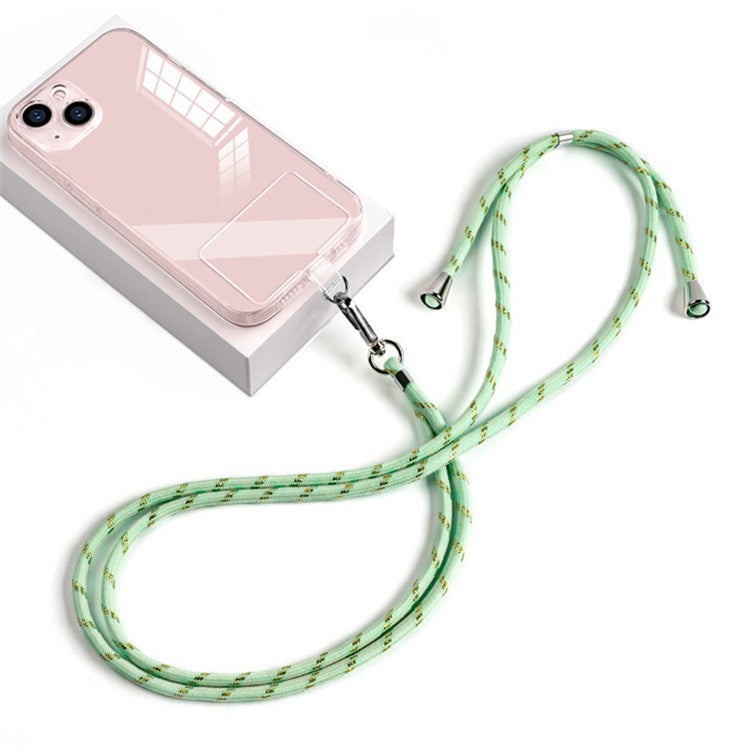 Phone Lanyard Crossbody 6mm Thick Nylon Rope Strap Length Adjustable with Pad - Mint Green Gold