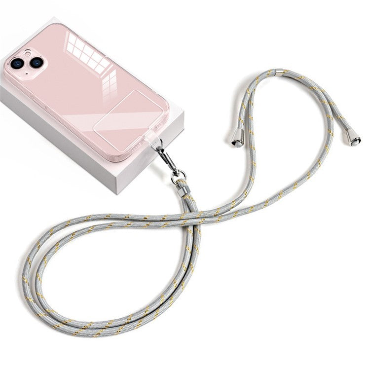 Phone Lanyard Crossbody 6mm Thick Nylon Rope Strap Length Adjustable with Pad - Grey Gold