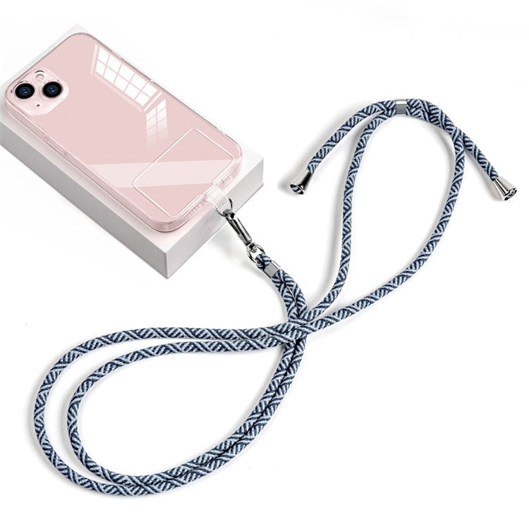 Phone Lanyard Crossbody 6mm Thick Nylon Rope Strap Length Adjustable with Pad - Sapphire Grey / Y Pattern