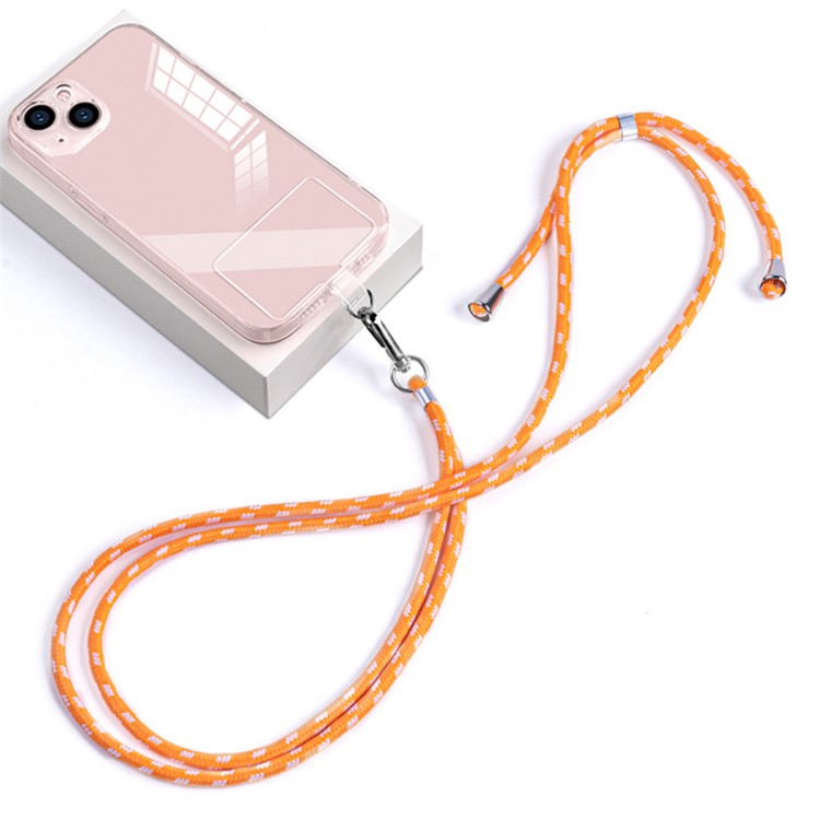 Neck Cell Phone Lanyard 6mm Nylon Adjustable Phone Strap Crossbody with Pad - Orange White