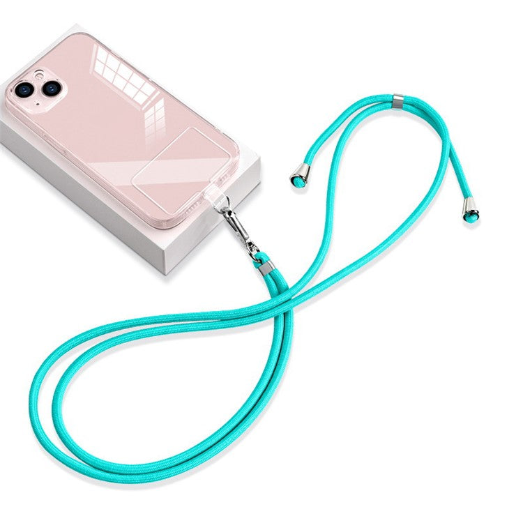 Neck Cell Phone Lanyard 6mm Nylon Adjustable Phone Strap Crossbody with Pad - Aqua Blue