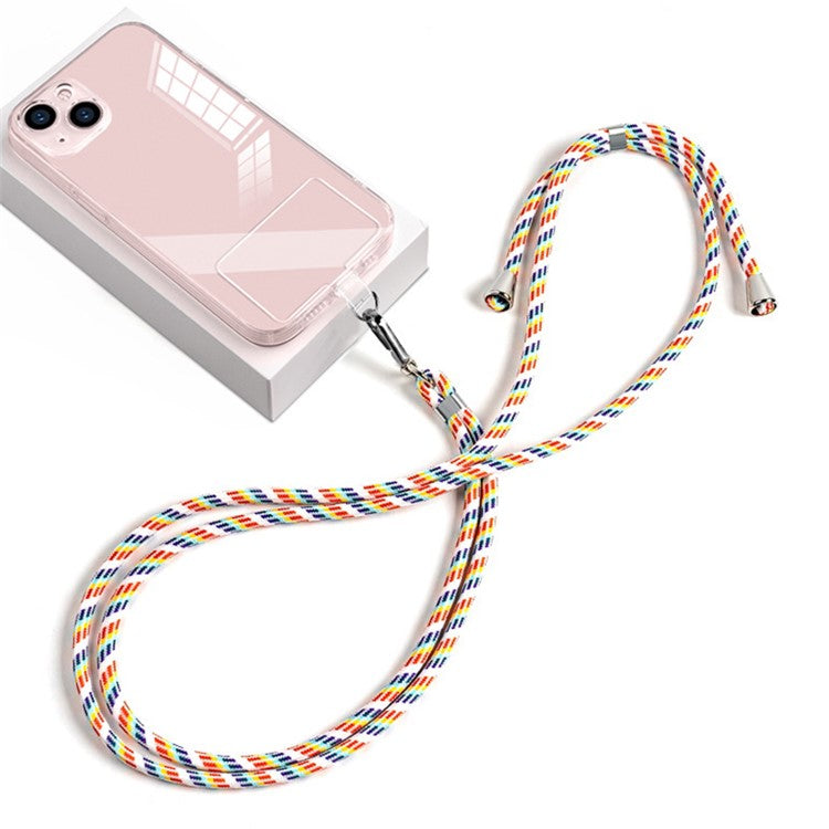 Neck Cell Phone Lanyard 6mm Nylon Adjustable Phone Strap Crossbody with Pad - Rainbow