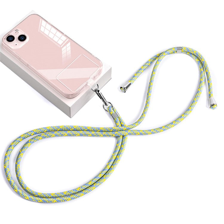 Neck Cell Phone Lanyard 6mm Nylon Adjustable Phone Strap Crossbody with Pad - Blue Yellow