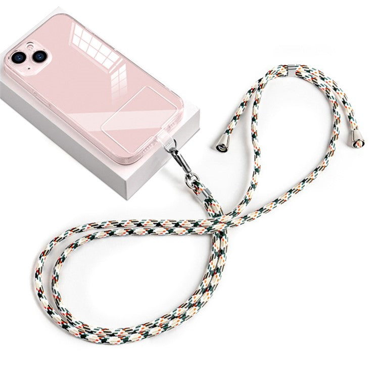 Neck Cell Phone Lanyard 6mm Nylon Adjustable Phone Strap Crossbody with Pad - White Green Rainbow