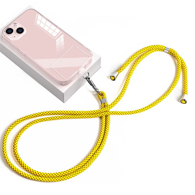 Neck Cell Phone Lanyard 6mm Nylon Adjustable Phone Strap Crossbody with Pad - Yellow Coffee Grid