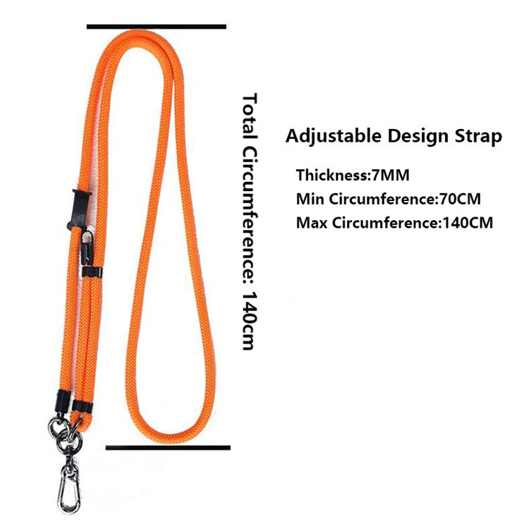 7mm Phone Lanyard Adjustable Nylon Neck Strap with Tether Tab - Dark Blue