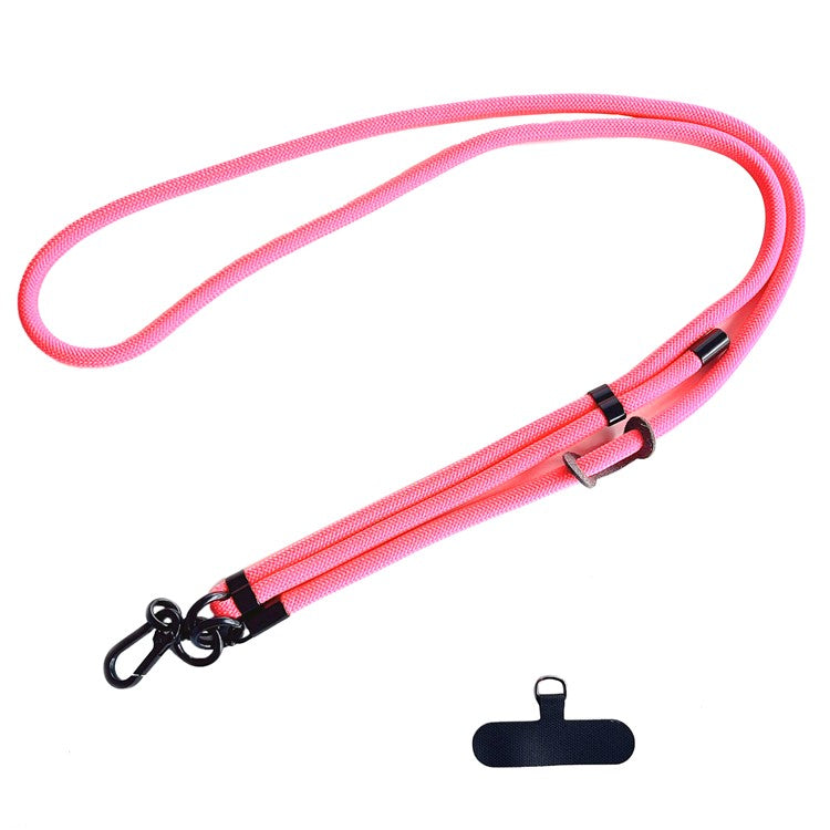 7mm Phone Lanyard Adjustable Nylon Neck Strap with Tether Tab - Fluorescent Rose