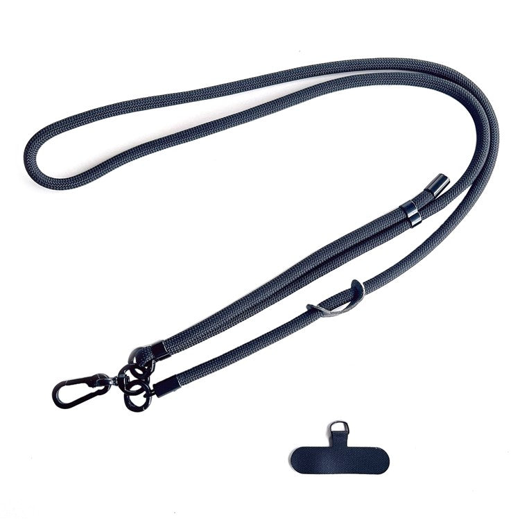 7mm Phone Lanyard Adjustable Nylon Neck Strap with Tether Tab - Black