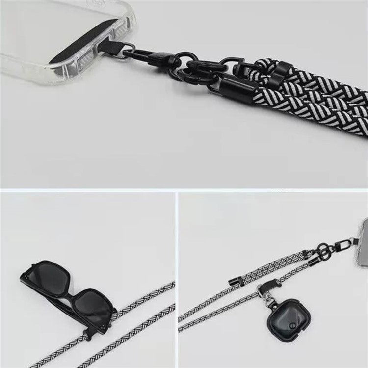 7mm Phone Lanyard Adjustable Nylon Neck Strap with Tether Tab - Black