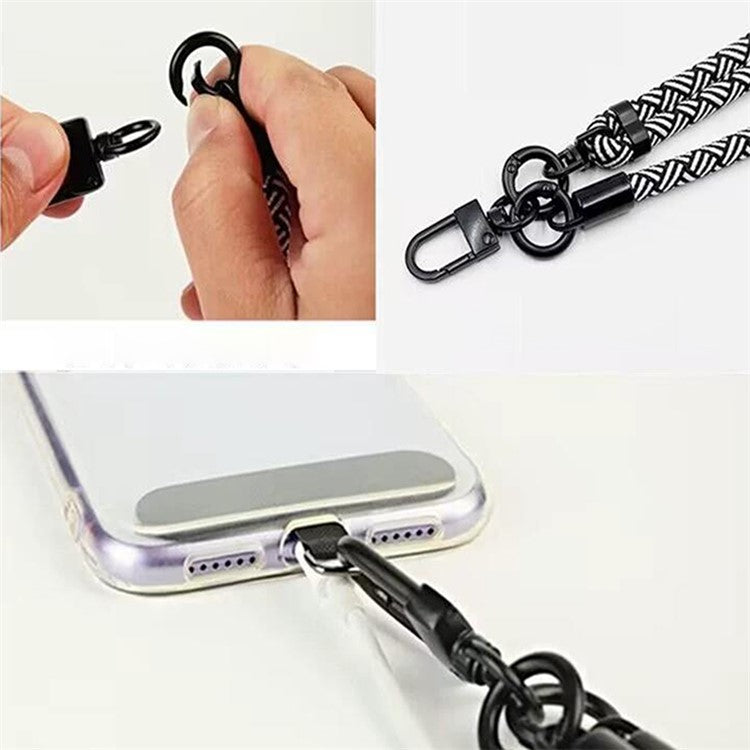 7mm Phone Lanyard Adjustable Nylon Neck Strap with Tether Tab - Black