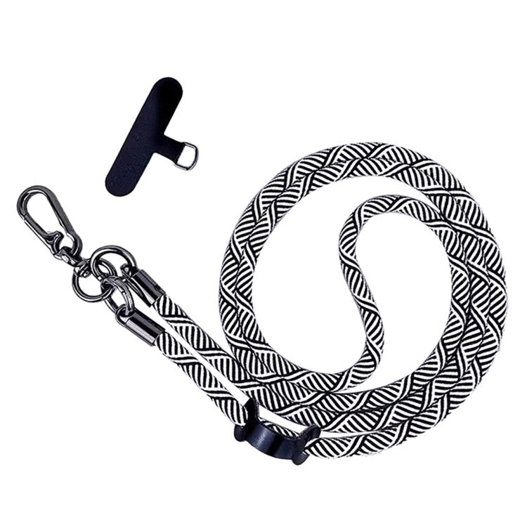 B Style 8mm Phone Lanyard Universal Crossbody Strap with Tether Tab - Black+White