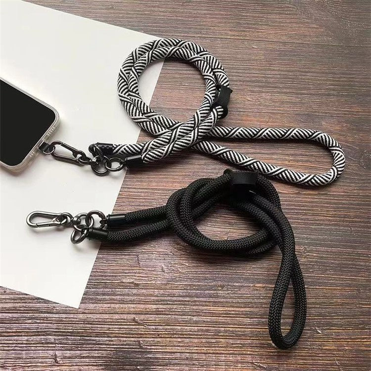 B Style 8mm Phone Lanyard Universal Crossbody Strap with Tether Tab - Black+White