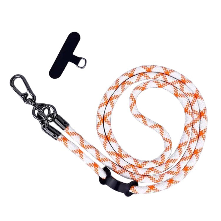 B Style 8mm Phone Lanyard Universal Crossbody Strap with Tether Tab - Orange+White