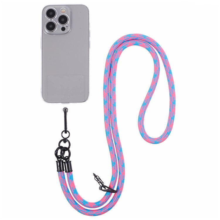 Cell Phone Strap 8mm Thickness Anti-Theft Adjustable Nylon Neck Lanyard with Clear Patch - Style A