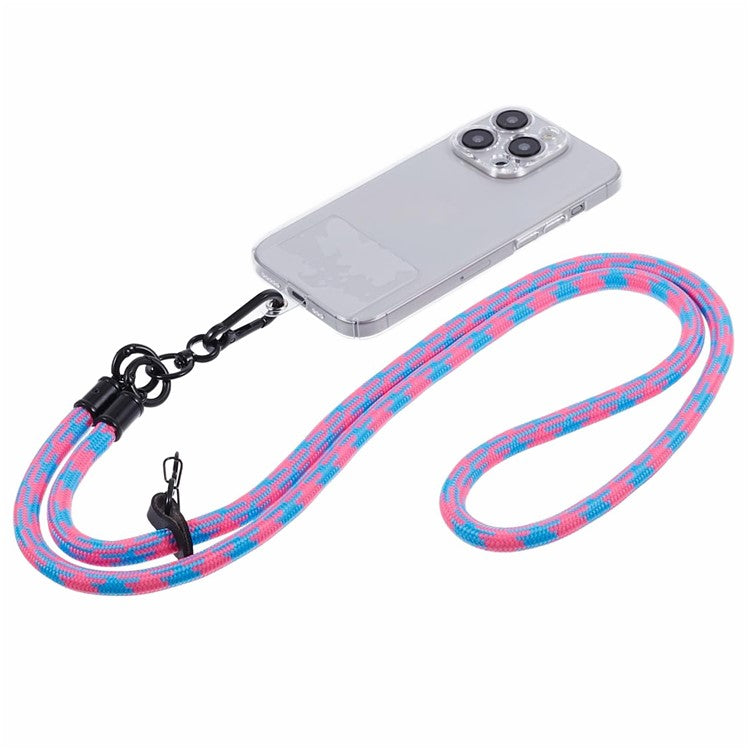 Cell Phone Strap 8mm Thickness Anti-Theft Adjustable Nylon Neck Lanyard with Clear Patch - Style A