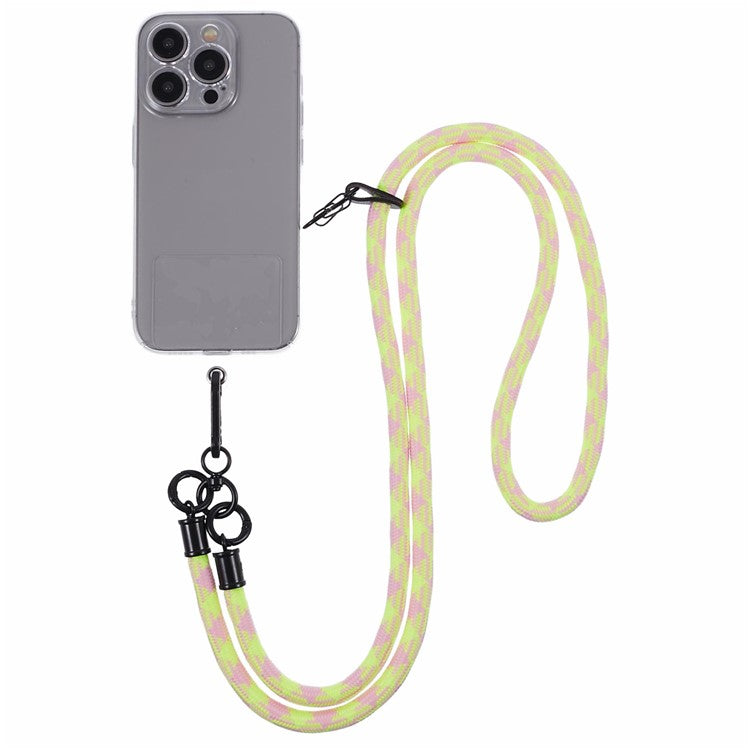 Cell Phone Strap 8mm Thickness Anti-Theft Adjustable Nylon Neck Lanyard with Clear Patch - Style B