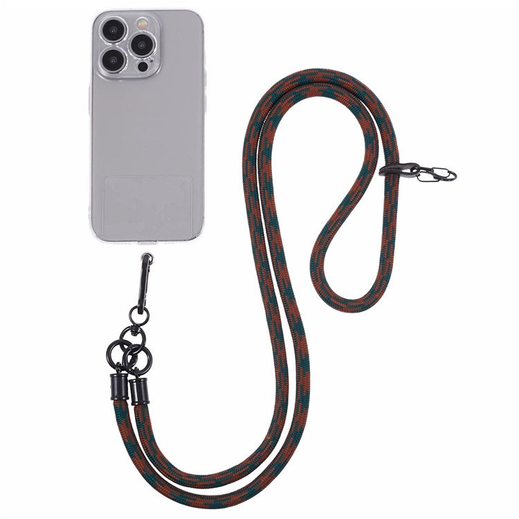 Cell Phone Strap 8mm Thickness Anti-Theft Adjustable Nylon Neck Lanyard with Clear Patch - Style C