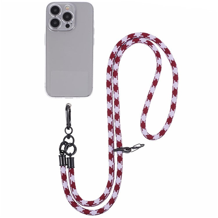 Cell Phone Strap 8mm Thickness Anti-Theft Adjustable Nylon Neck Lanyard with Clear Patch - Style D