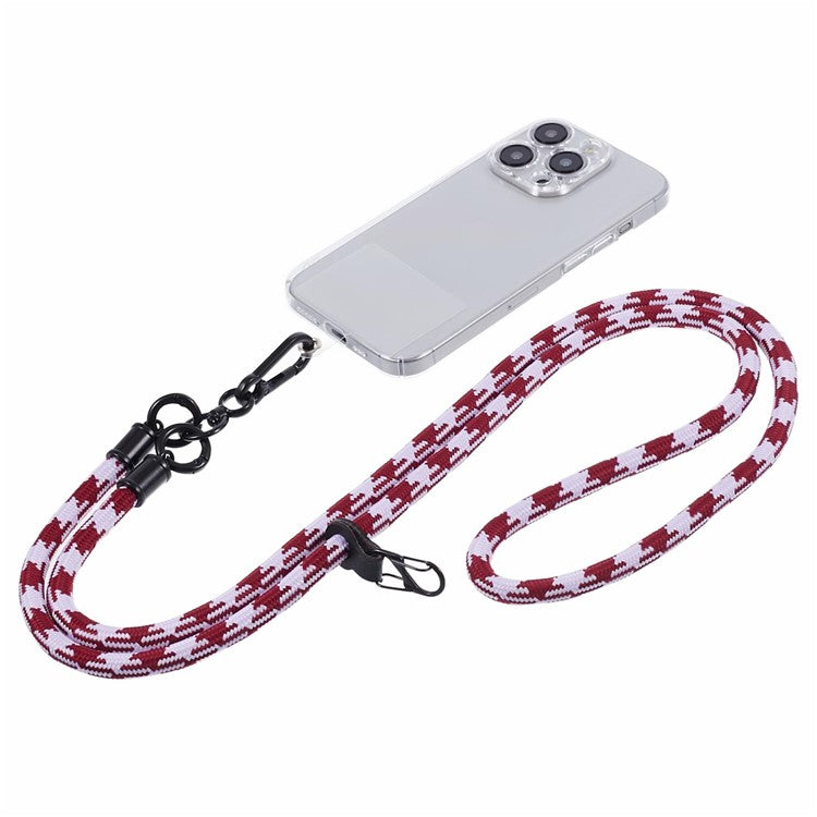 Cell Phone Strap 8mm Thickness Anti-Theft Adjustable Nylon Neck Lanyard with Clear Patch - Style D