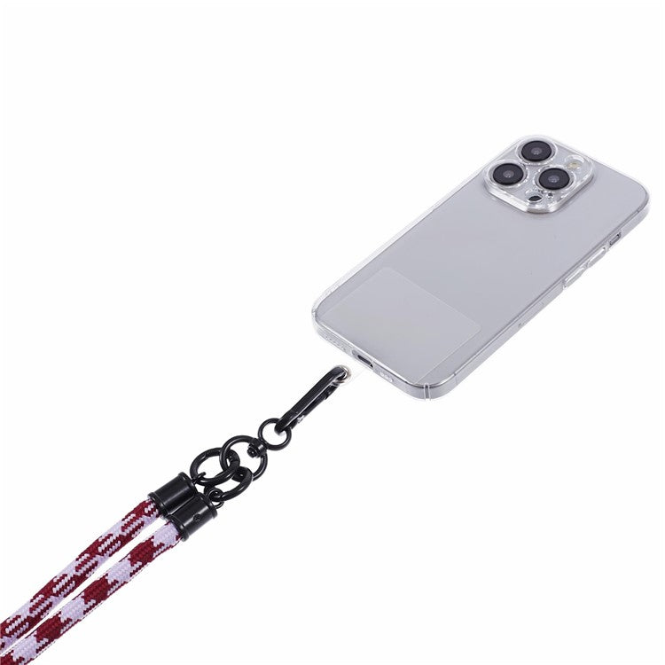 Cell Phone Strap 8mm Thickness Anti-Theft Adjustable Nylon Neck Lanyard with Clear Patch - Style D